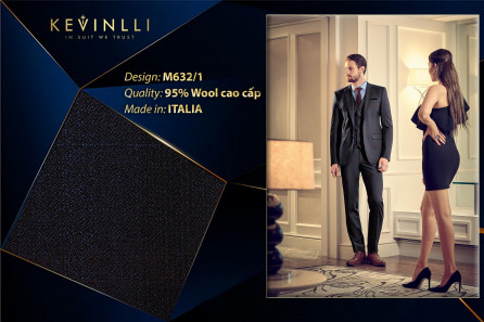 M632/1 Vercelli CXM - Vải Suit 95% Wool - Xanh Dương Sọc